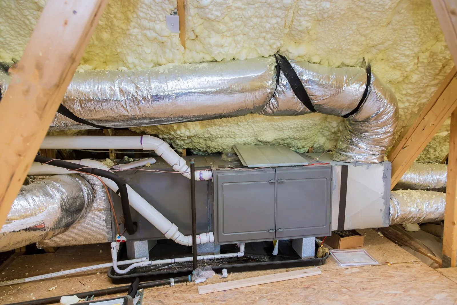 Attic ductwork and insulation installation